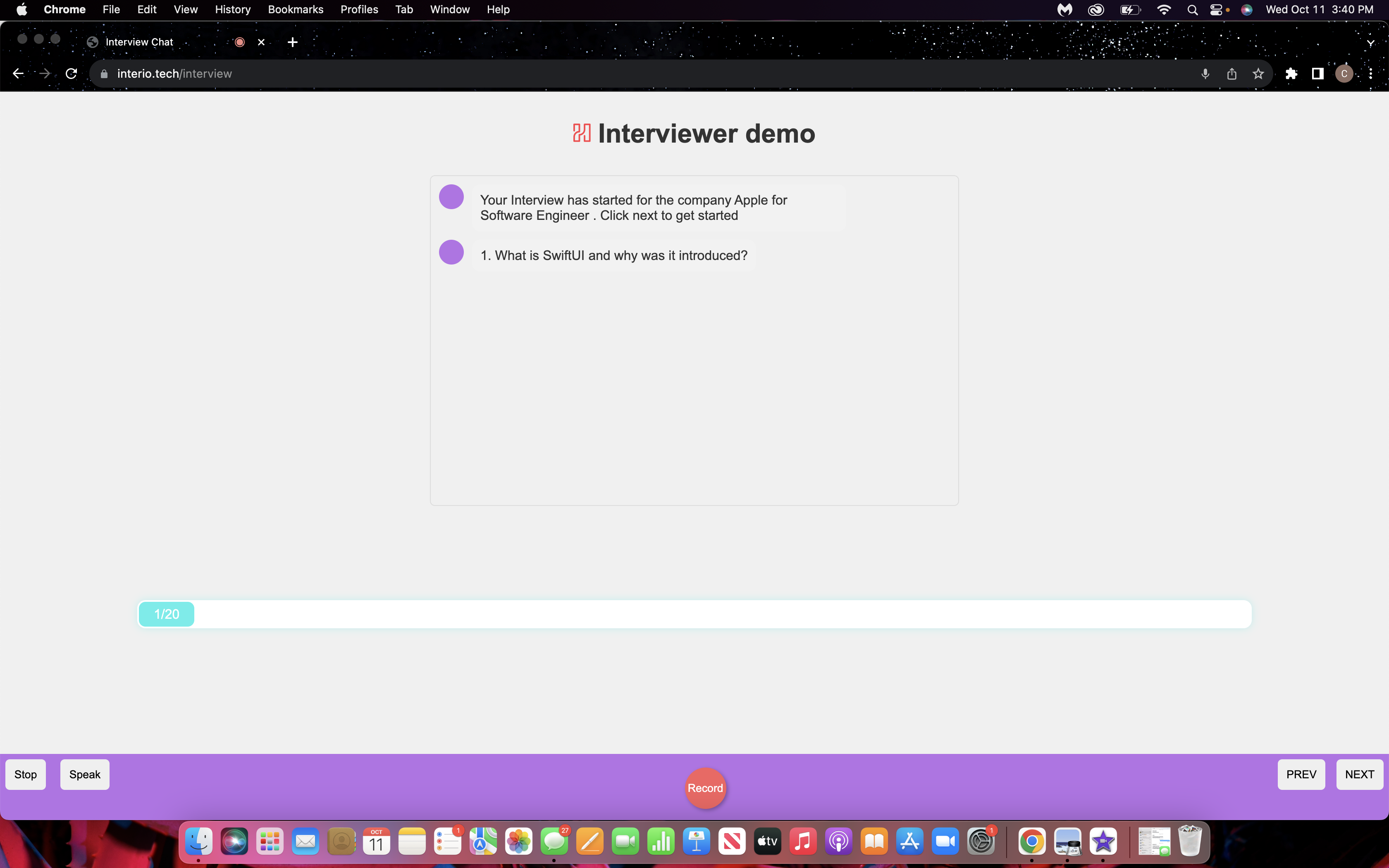 Interview Outline UI snippet